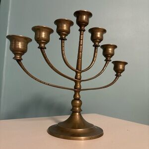 Brass Seven-Arm Menorah/Candelabra - Vintage 1940’s